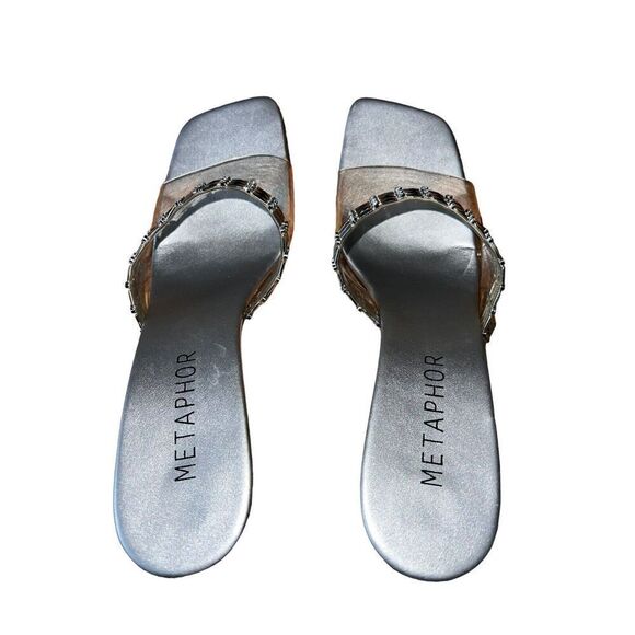 Metaphor Silver/Clear - Jewels - Square Toe Sandals Womens Size 10 - Picture 5 of 11